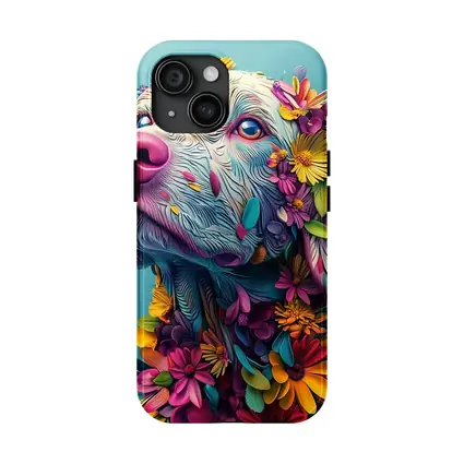 Colorful Labrador Dog With Floral Art