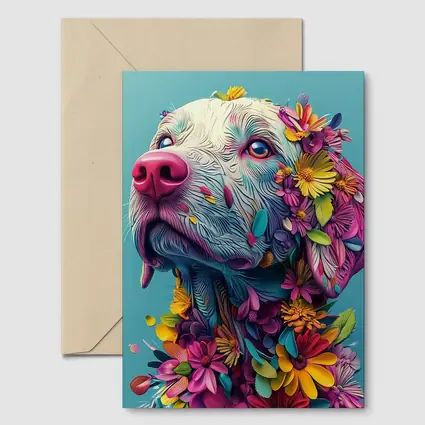 Colorful Labrador Dog With Floral Art