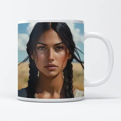 Native Woman Portrait Open Field Sky