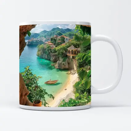 Tropical Cove View Through Rocky Cave