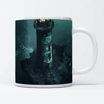 Ruined Lighthouse Dark Stormy Coastal Night