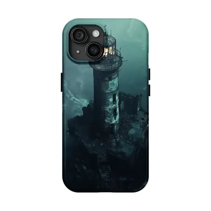 Ruined Lighthouse Dark Stormy Coastal Night