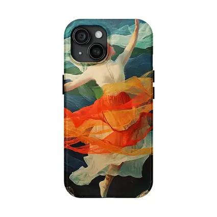 Dancing Woman Colorful Flowing Fabric Mountains