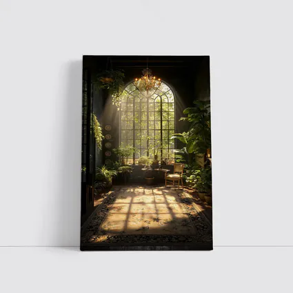 Sunlit Indoor Garden Arched Window Room