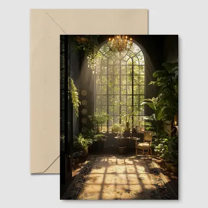 Sunlit Indoor Garden Arched Window Room