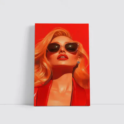 Blonde Woman Red Sunglasses Bold Fashion Art