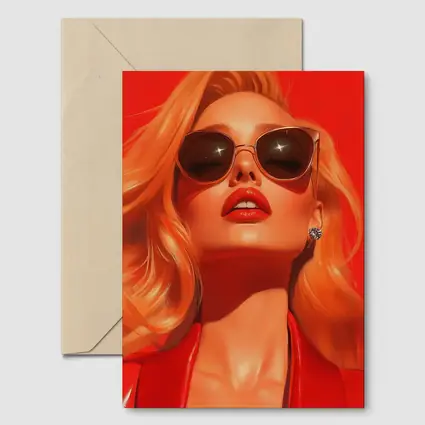 Blonde Woman Red Sunglasses Bold Fashion Art