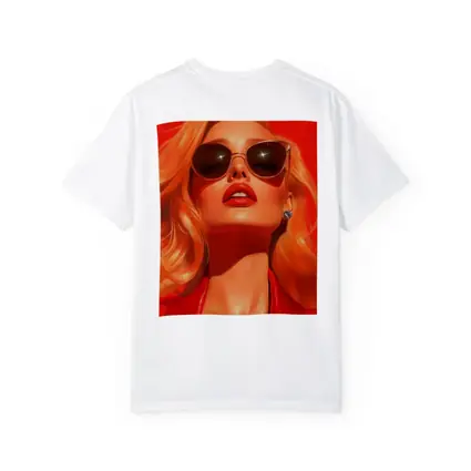 Blonde Woman Red Sunglasses Bold Fashion Art