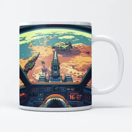Pixel Art Astronaut Spaceship Cockpit Mars View