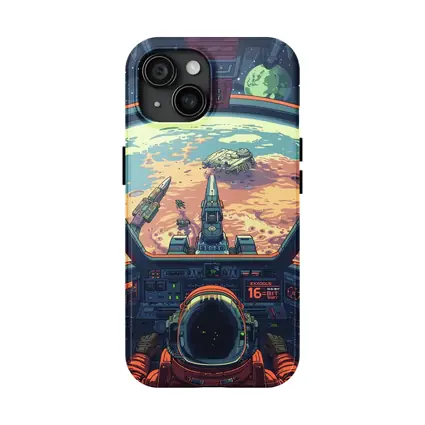 Pixel Art Astronaut Spaceship Cockpit Mars View