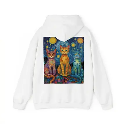 Three Cats Van Gogh Starry Night Style