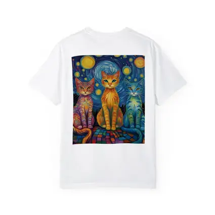 Three Cats Van Gogh Starry Night Style