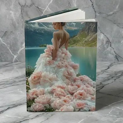 Woman Peony Gown Mountain Lake Fantasy