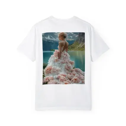 Woman Peony Gown Mountain Lake Fantasy