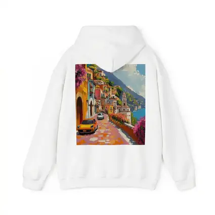 Mini Cooper Oil Painting Amalfi Coast Italy