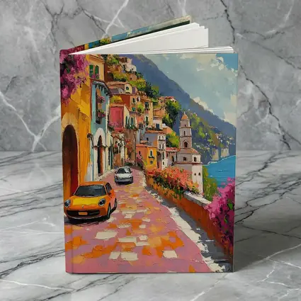 Mini Cooper Oil Painting Amalfi Coast Italy