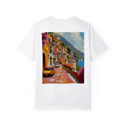 Mini Cooper Oil Painting Amalfi Coast Italy