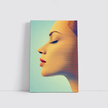 Woman Face Profile Striped Pop Art