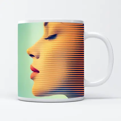 Woman Face Profile Striped Pop Art