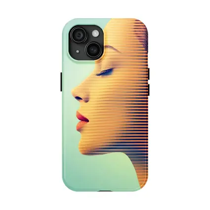 Woman Face Profile Striped Pop Art
