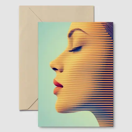 Woman Face Profile Striped Pop Art