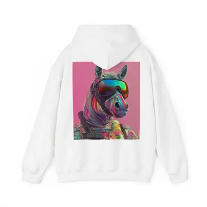 Neon Zebra Soldier Wearing Goggles Pink Background