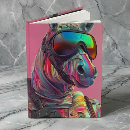 Neon Zebra Soldier Wearing Goggles Pink Background