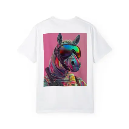 Neon Zebra Soldier Wearing Goggles Pink Background