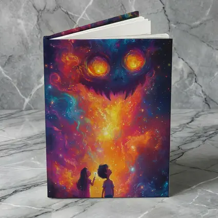 Children Facing Cosmic Monster Galaxy Art