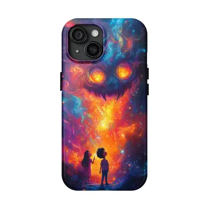 Children Facing Cosmic Monster Galaxy Art