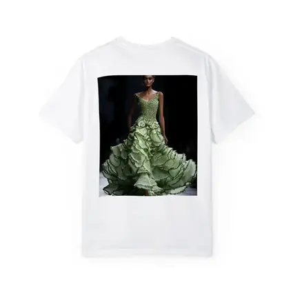 Green Ruffled Floral Gown Runway Fashion