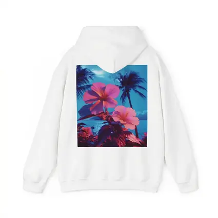 Pink Hibiscus Flowers Tropical Ocean Blue Sky