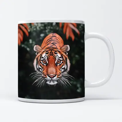 Bengal Tiger Face Green Jungle Foliage
