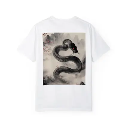 Black Snake Cherry Blossoms Japanese Ink Art