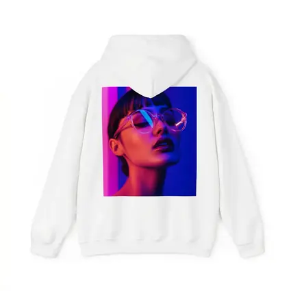 Woman Neon Lights Blue Pink Portrait