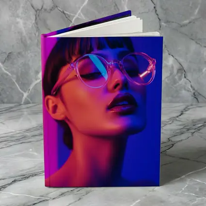 Woman Neon Lights Blue Pink Portrait