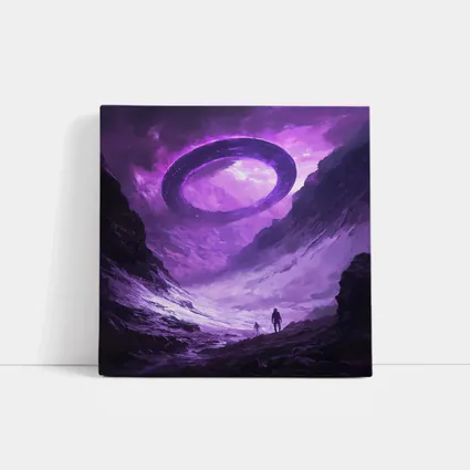 UFO Spaceship Over Alien Rocky Canyon