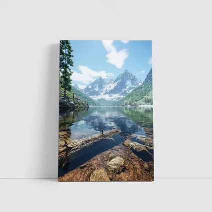 Snow Mountain Lake Clear Water Reflection