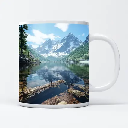 Snow Mountain Lake Clear Water Reflection