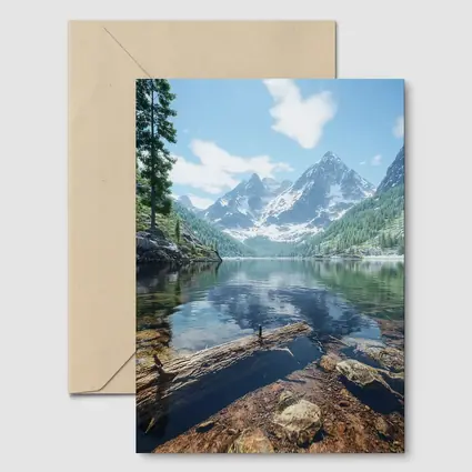 Snow Mountain Lake Clear Water Reflection