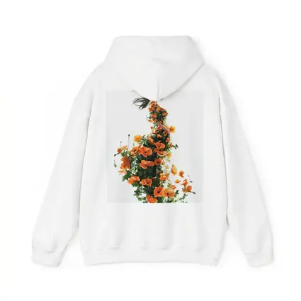Woman Silhouette Orange Poppy Floral Dress