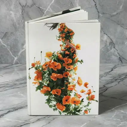 Woman Silhouette Orange Poppy Floral Dress