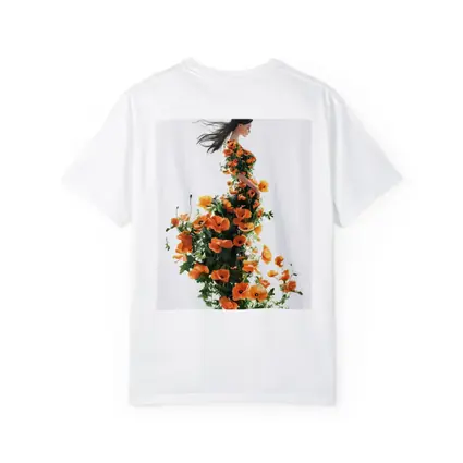Woman Silhouette Orange Poppy Floral Dress