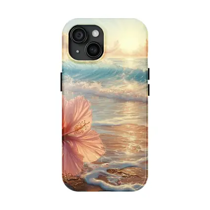 Pink Hibiscus Flower Tropical Beach Sunrise