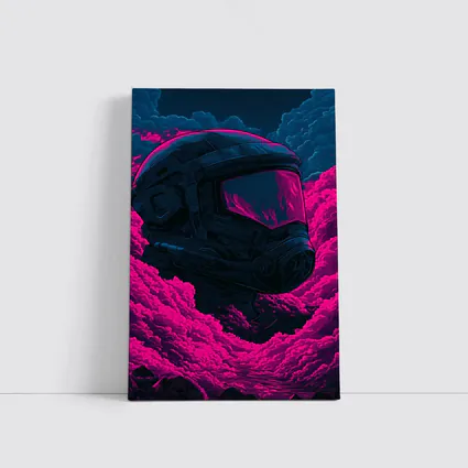 Astronaut Helmet Pink Neon Dark Clouds