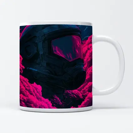 Astronaut Helmet Pink Neon Dark Clouds