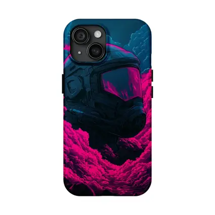 Astronaut Helmet Pink Neon Dark Clouds