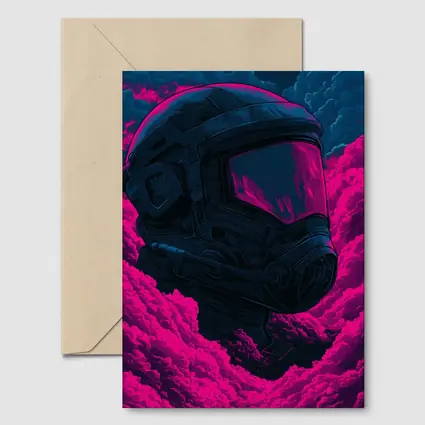 Astronaut Helmet Pink Neon Dark Clouds