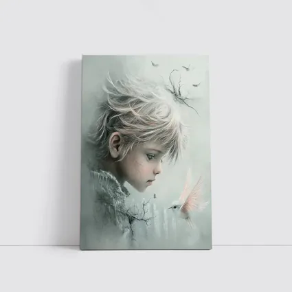 Dreamy Boy With White Bird Fantasy Art