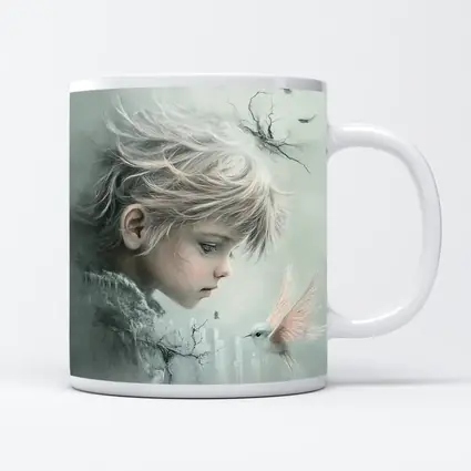 Dreamy Boy With White Bird Fantasy Art